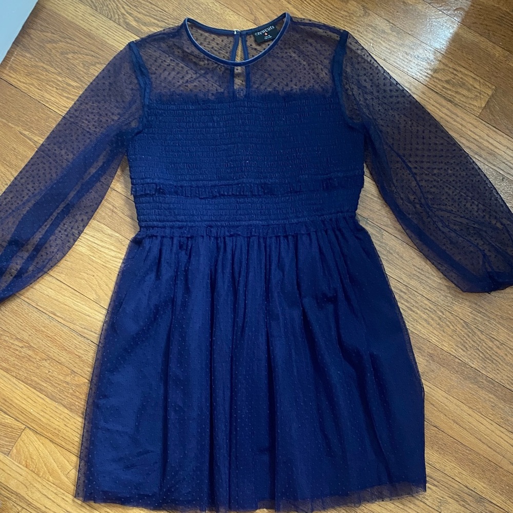 J Crew Navy Swiss dot tulle girls dress size 12